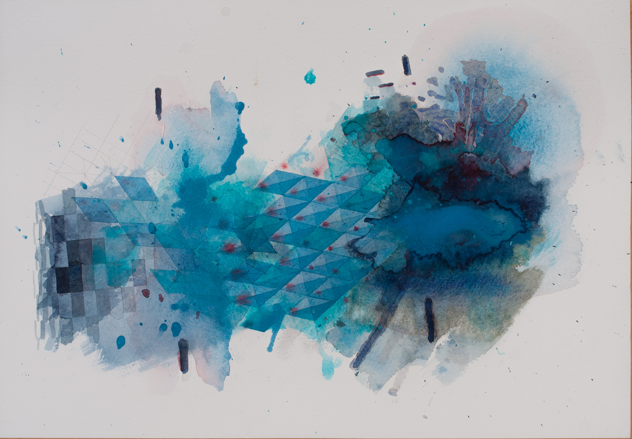 a turquoise crash of organic and geometric matter